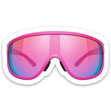 sporty pink shield visor sunglasses with bold thick frame, athletic design, reflective one-piece lens sticker
