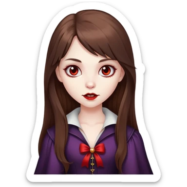vampire girl with long brown hair with side bangs  sticker