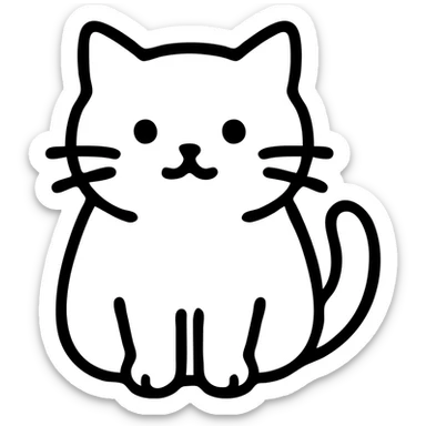 mofusand cat, clean modern icon style, simple lines, minimal color, cute expression sticker
