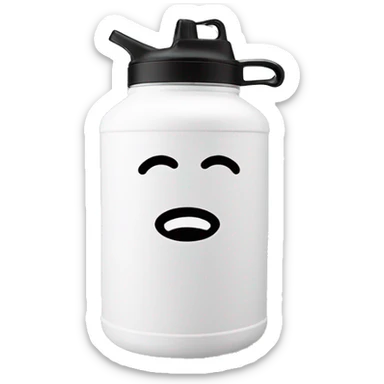 white 40 oz water container with handle and straw sticker