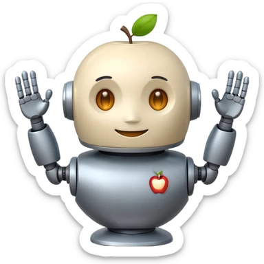 cute robot with round body, smiling face, color #b0f2f8, apple emoji style sticker