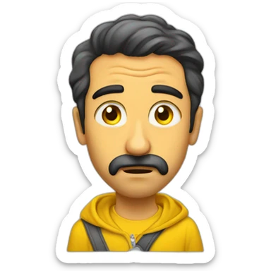 Armenian men in yellow sweatshirt shocked looking at kamera sticker