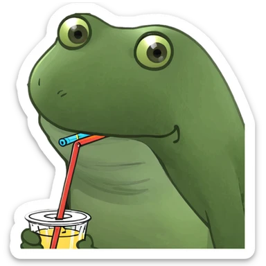 Make the image a simple bendy straw in bufo frog meme style with no background. sticker