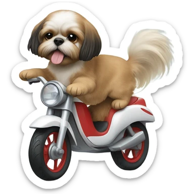 Baby riding on shih tzu  sticker