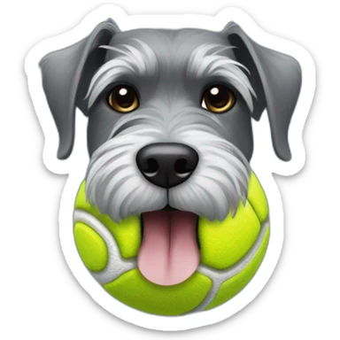 Full schnauzer tennis ball in mouth sticker