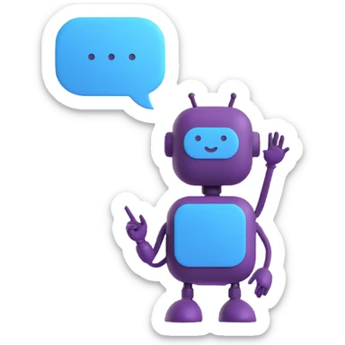 chatbot with speech bubble, AI theme, colors #3B2C85, #83fff8, #2C2828 sticker