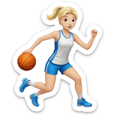 a young girl with blonde hair is playing sports sticker