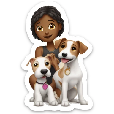Girl with jack-russel terrier sticker