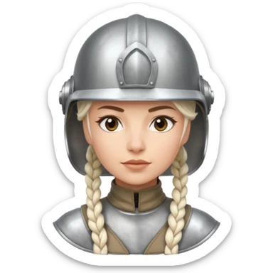 woman with white braided hair in helmet sticker
