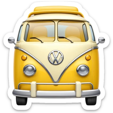 yellow and white VW ID. Buzz, cute emoji cartoon style sticker