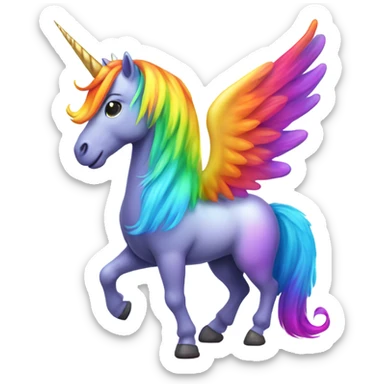 Rainbow unicorn with wings sticker