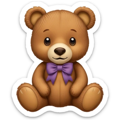 Corduroy plush bear ribbed texture with brown bow  sticker