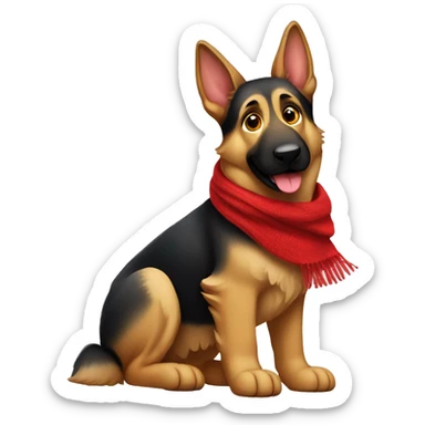 german shepherd wearing a red scarf sticker