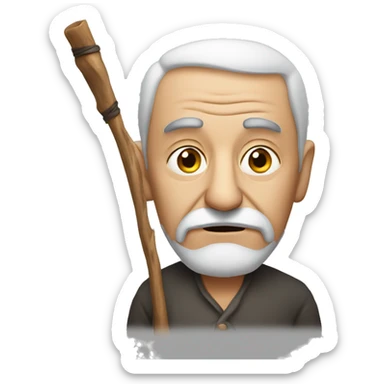 Sad old Turkish man with a stick sticker