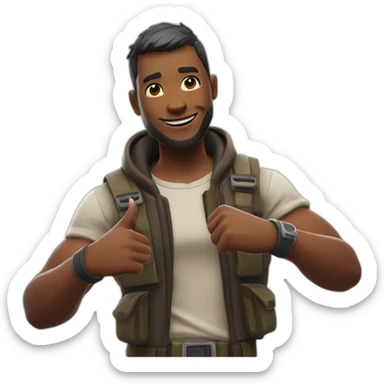 A fortnite skin doing the L pose sticker