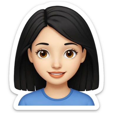 a girl that has black 3c hair textures and lightskin, It has brown eyes, a nose, lips, and it’s smiling. sticker