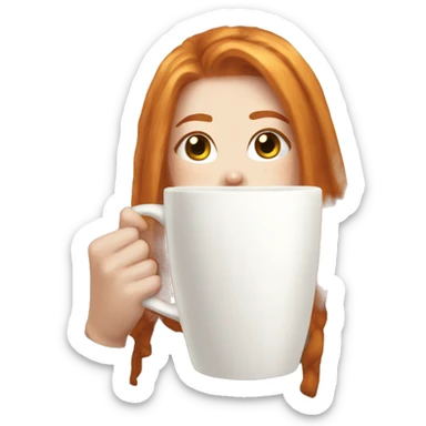 Aesthetic Ginger girl straight thick hair coffee sticker