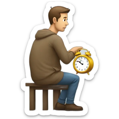 man watching his clock while waiting impatiently sticker