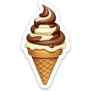 chocolate and vanilla swirl ice cream on cone sticker