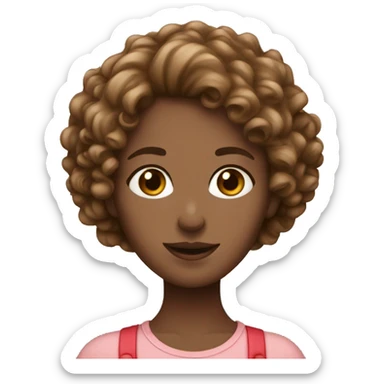 strawberry white girl with brown curly hair sticker