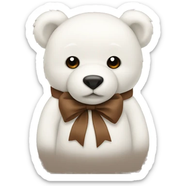 White teddy bear with brown bow  sticker