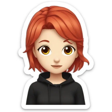 anime girl with red hair and black clothes sticker