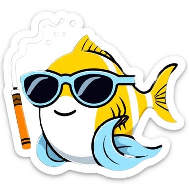 Fish smoking a blunt with sunglasses  sticker