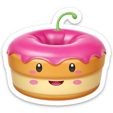 pink inflatable kawaii flan sticker