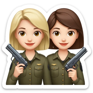 smiling girls with guns sticker