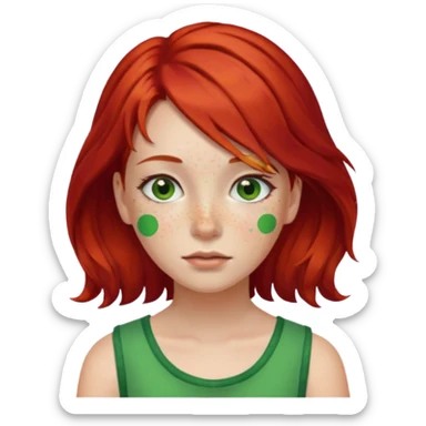  girl with red hair and green color hairclip sticker