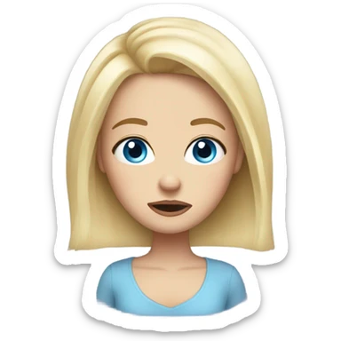 Blonde hair blue eyes girl rolling her eyes sticker