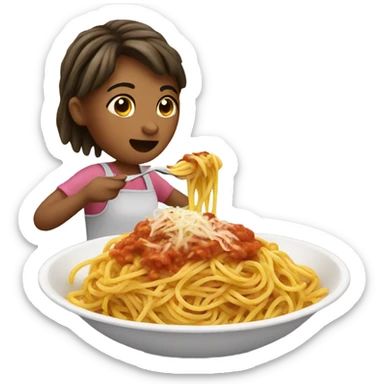 Girl eating spaghetti  sticker