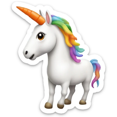 a unicorn with tiny legs and a carrot for a horn  sticker