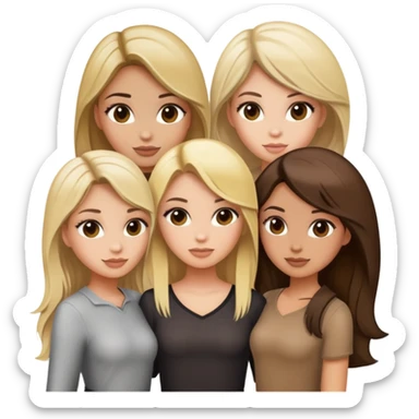 4 girls posing for the picture 1 blonde 2 dirty blonde and 1 brunette  sticker