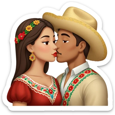 Russian and Mexican couple kissing sticker