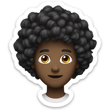 Black hair  big curly, sharp jawline, teen, fair skin, male sticker