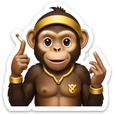 chimp throw up middle finger while smoking  sticker
