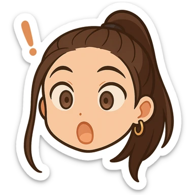 Create a chibi sticker of this person with a surprised expression, only the head, transparent background. sticker