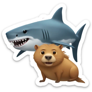 shark and capybara sticker