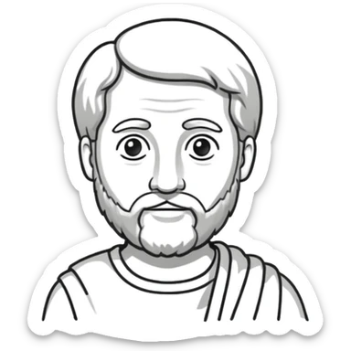 Aristotle drawing as a black outline icon, no fill, hand-drawn look sticker