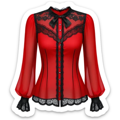 Gothic red and black translucent womens blouse sticker