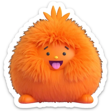 a whimsical orange fluffy butt, with tufts of fur and a lighthearted feel sticker