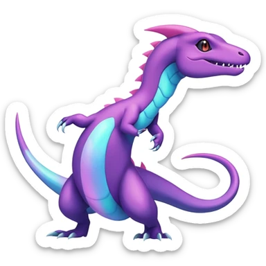 Iridescent Shiny pastel Salandit-Aurorus-Salazzle-Dragonair-Fakémon-hybrid-creature (full body)  sticker