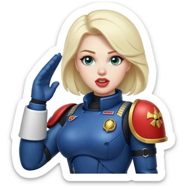 woman space marine salutes tongue out sticker