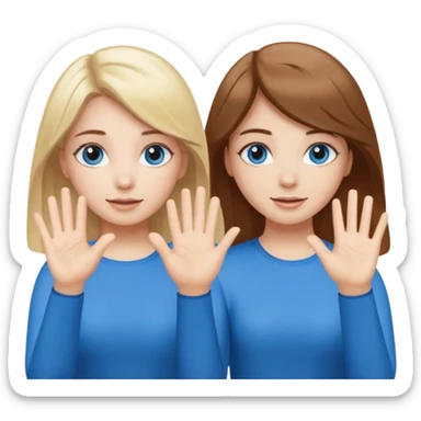 Two girls saying six seven one with brown hair. And doing hand movements  white skin six seven SAYING SIX SEVEN ONE WITH BLOND HAIR blue eyes sticker