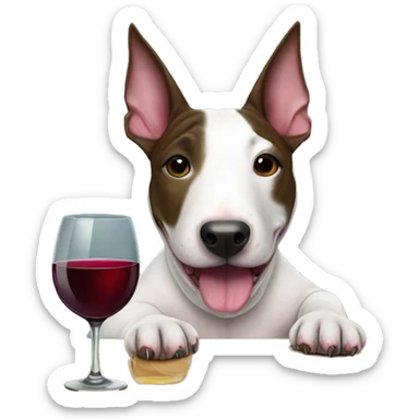brindle english bull terrier girly with a glass of wine sticker