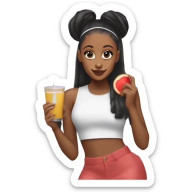 ariana grande black women with juice and cookie  sticker