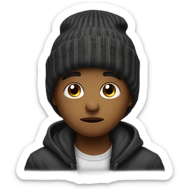 A sad lil hampta with big black eyes and a lil beanie  sticker