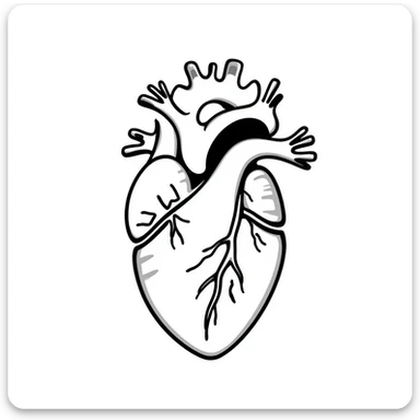 anatomical heart with flowers, hand drawn doodle style sticker