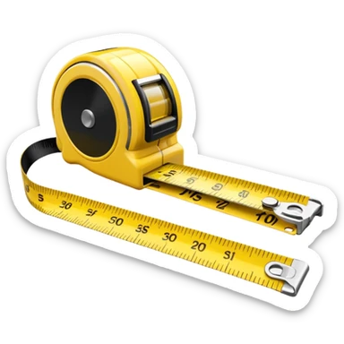 Yellow tape measure unrolled on table sticker